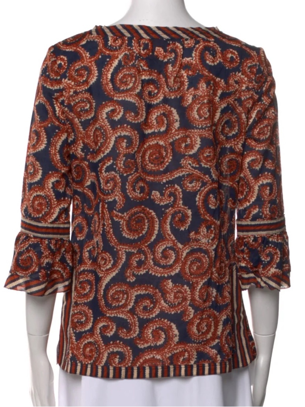 TORY BURCH $258 • 18.5” PTP • Boho Gwenna Jacquard Ruffle Tunic - Picture 7 of 9